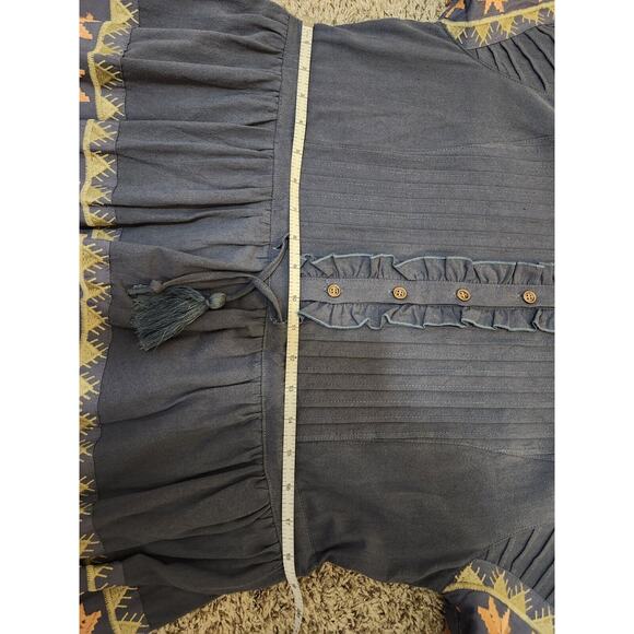 IVY CITY Co. Maxi Dress Short‎ Sleeve Embroidery 100% cotton Gray size M Boho - Picture 9 of 11